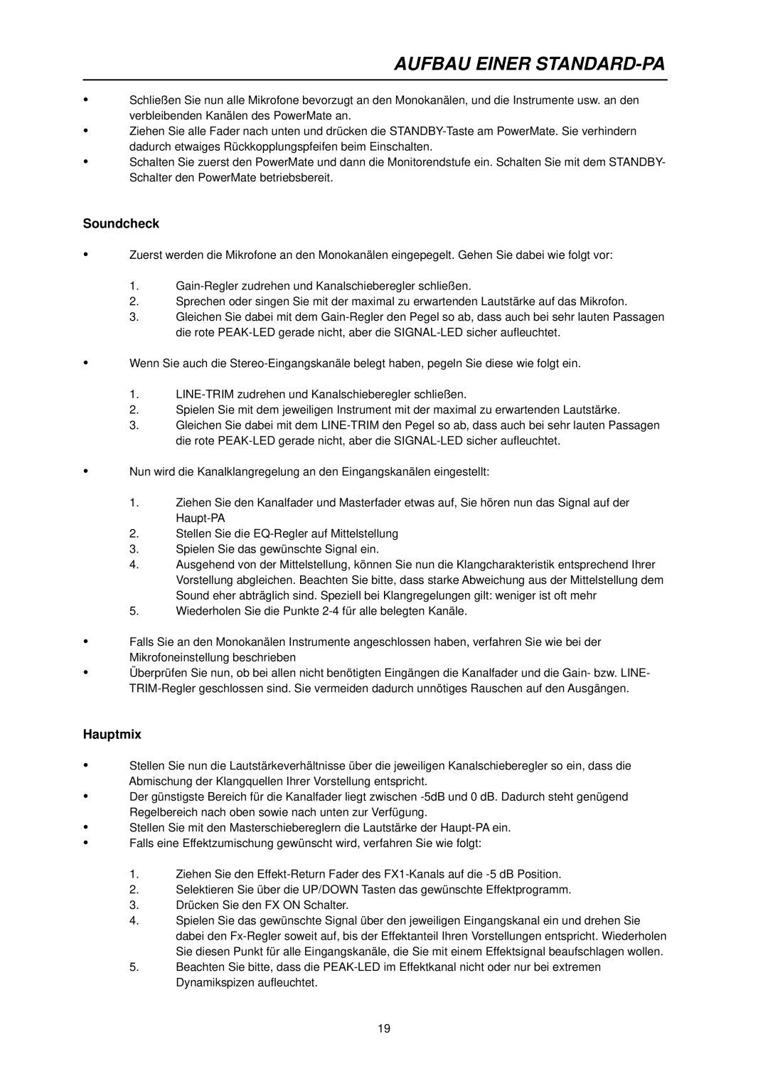 Dynacord PowerMate 600 owner manual Soundcheck 