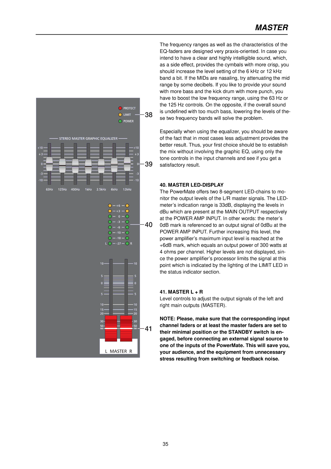 Dynacord PowerMate 600 owner manual Master LED-DISPLAY 