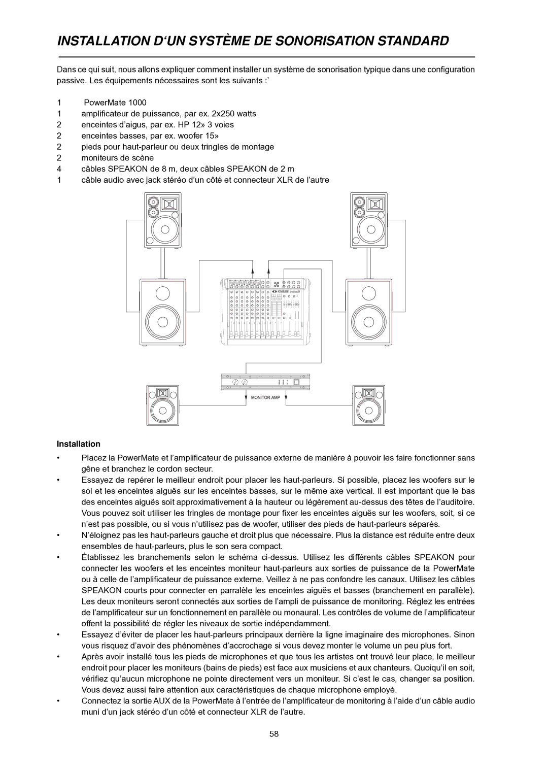 Dynacord PowerMate 600 owner manual Installation 