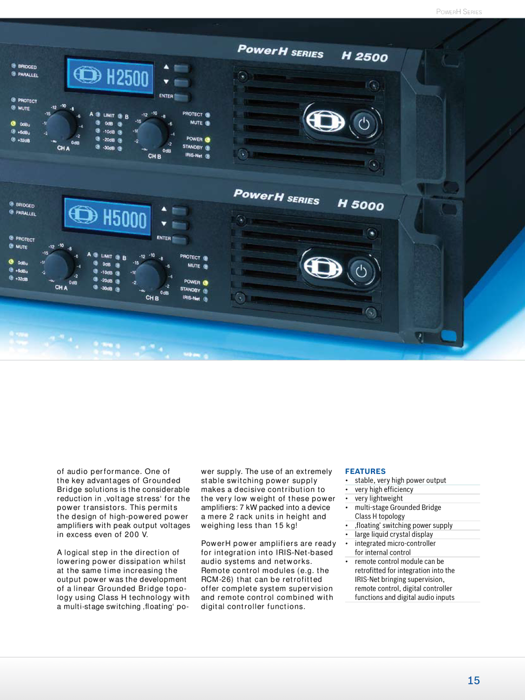 Dynacord Professional Power Amplifiers manual Features 