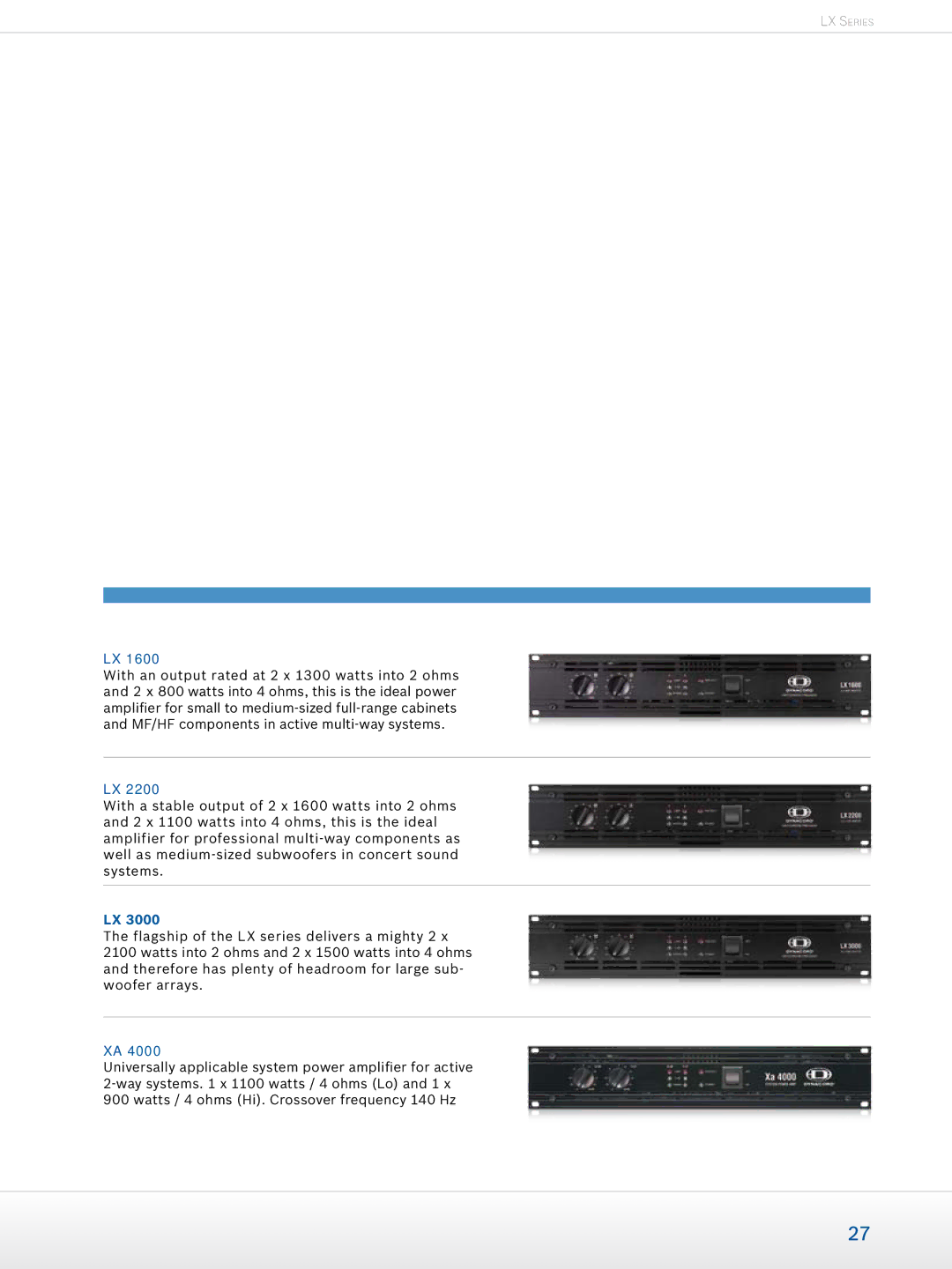 Dynacord Professional Power Amplifiers manual LX Series 