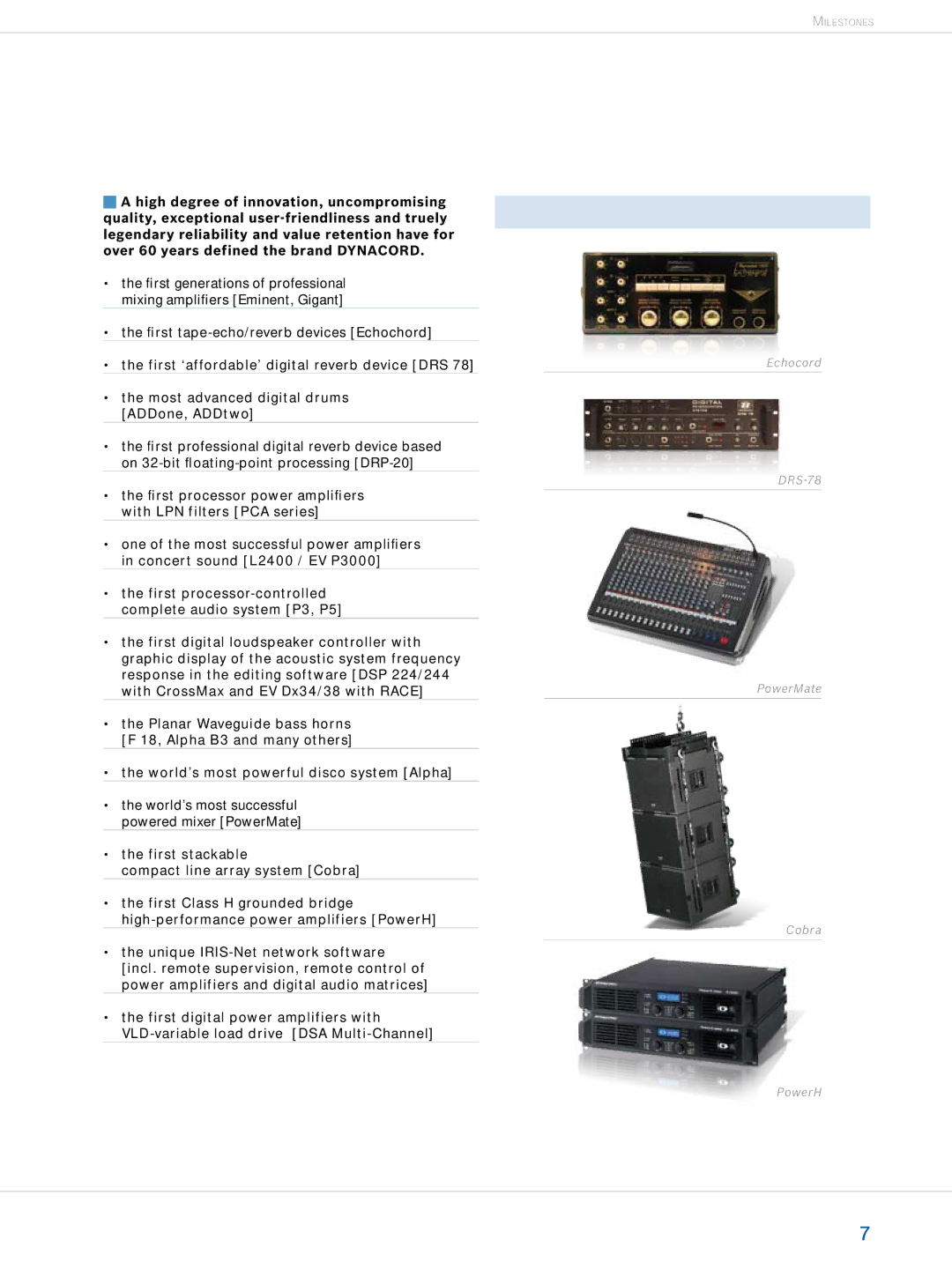 Dynacord Professional Power Amplifiers manual Echocord DRS-78 PowerMate Cobra PowerH 