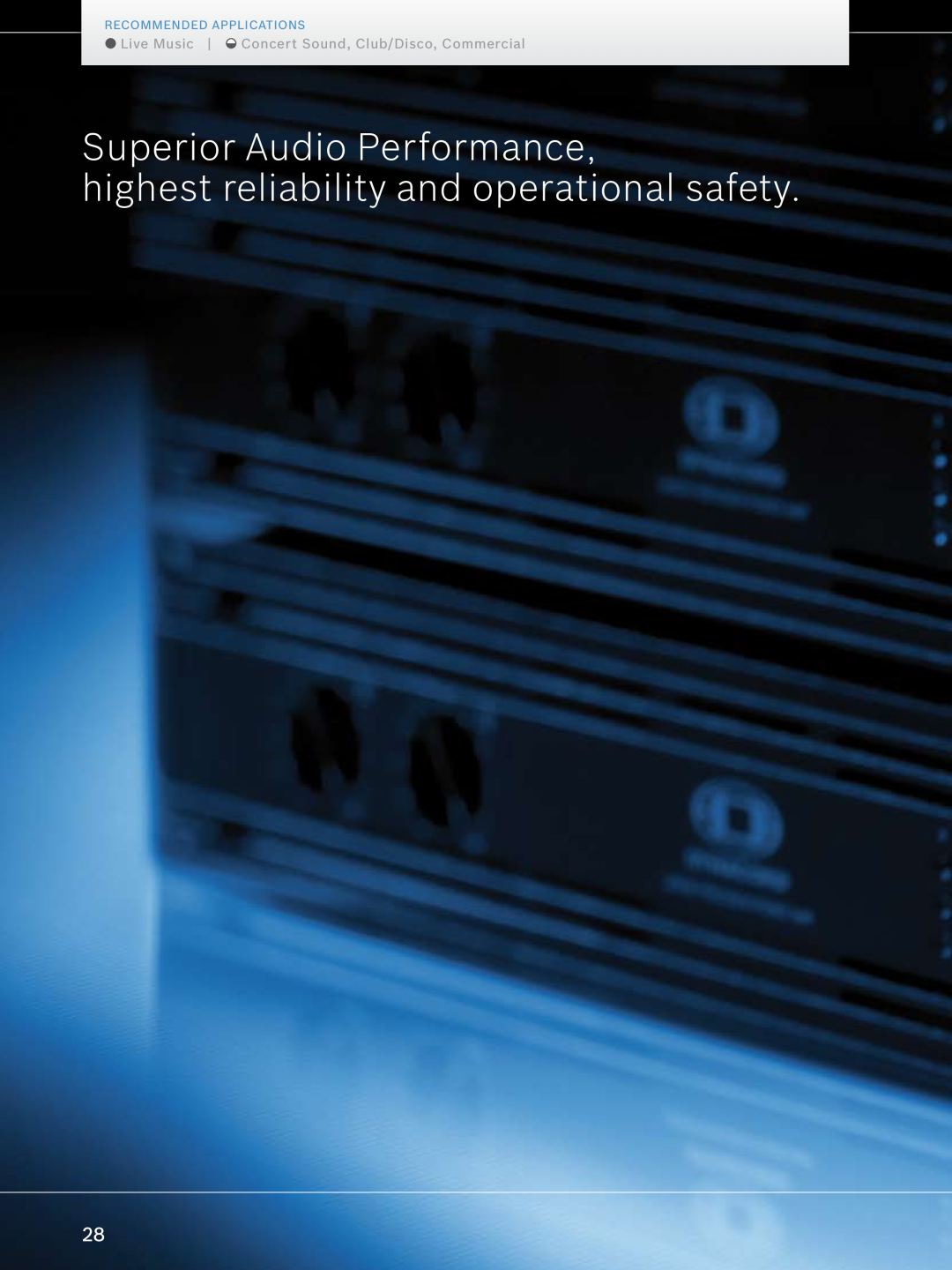 Dynacord Professional Power Amplifiers manual Superior Audio Performance, highest reliability and operational safety 