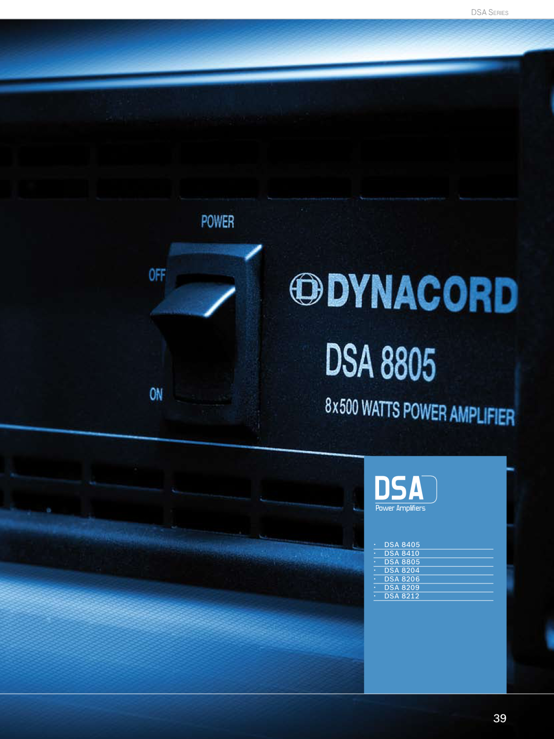 Dynacord Professional Power Amplifiers manual DSA Series, ··Dsa ··Dsa ··Dsa ··Dsa ··Dsa ··Dsa ··Dsa 