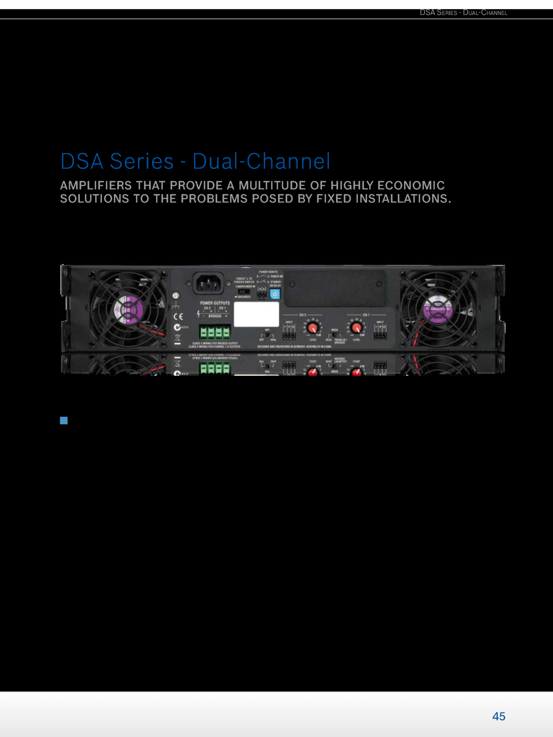 Dynacord Professional Power Amplifiers manual DSA Series - Dual-Channel 