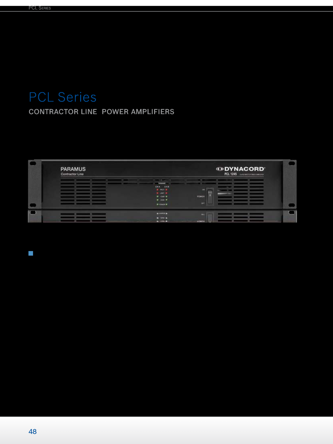 Dynacord Professional Power Amplifiers manual PCL Series, contractor line power amplifiers 
