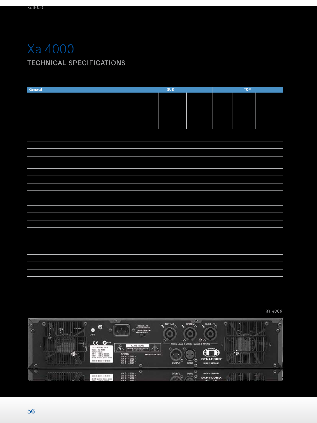 Dynacord Professional Power Amplifiers manual technical specifications, General 