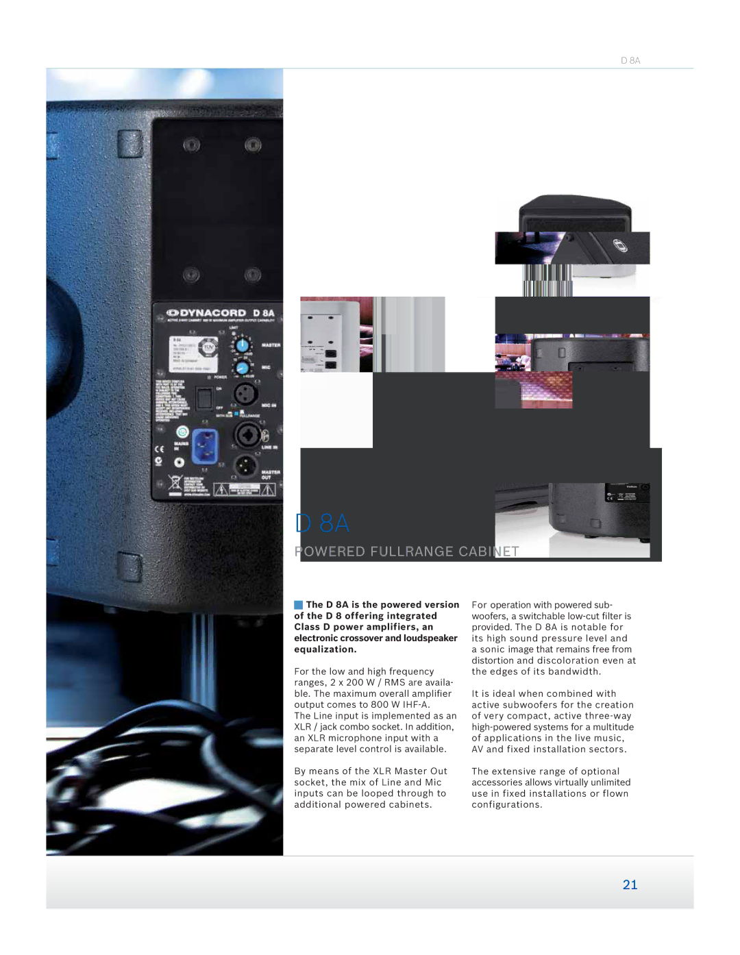 Dynacord Speaker manual DD 8A8A, Powered Fullrange Cabinet 