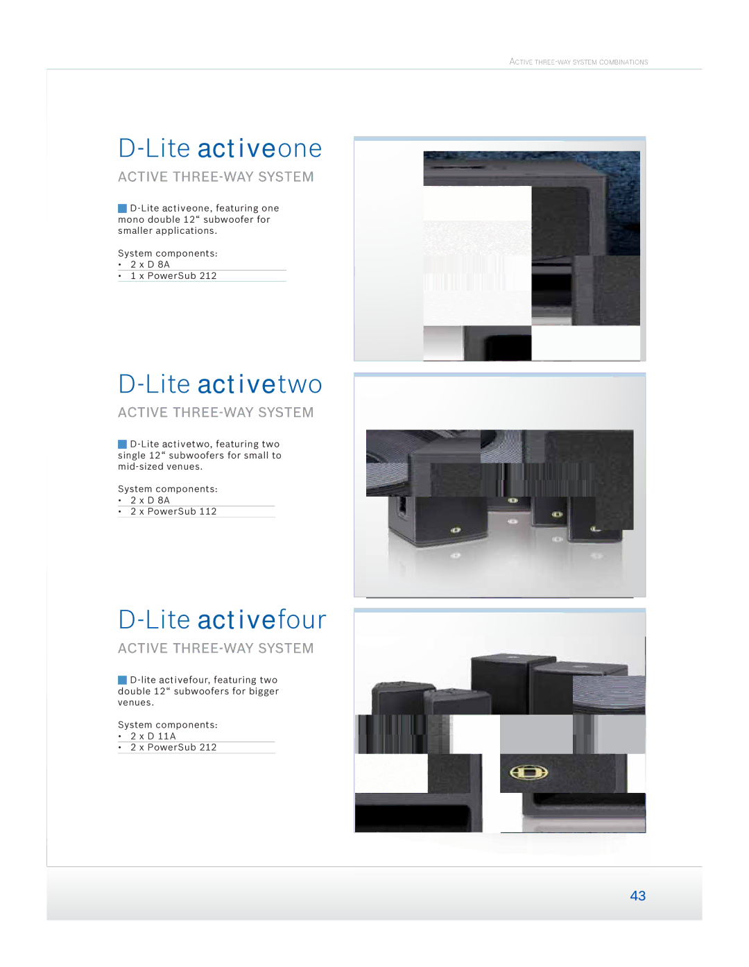 Dynacord Speaker manual Lite activeone, Lite activetwo, Lite activefour, Active THREE-WAY System 