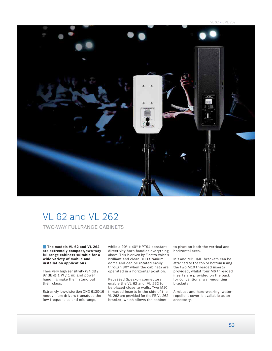 Dynacord Speaker manual VL 62 and VL, TWO-WAY Fullrange Cabinets 