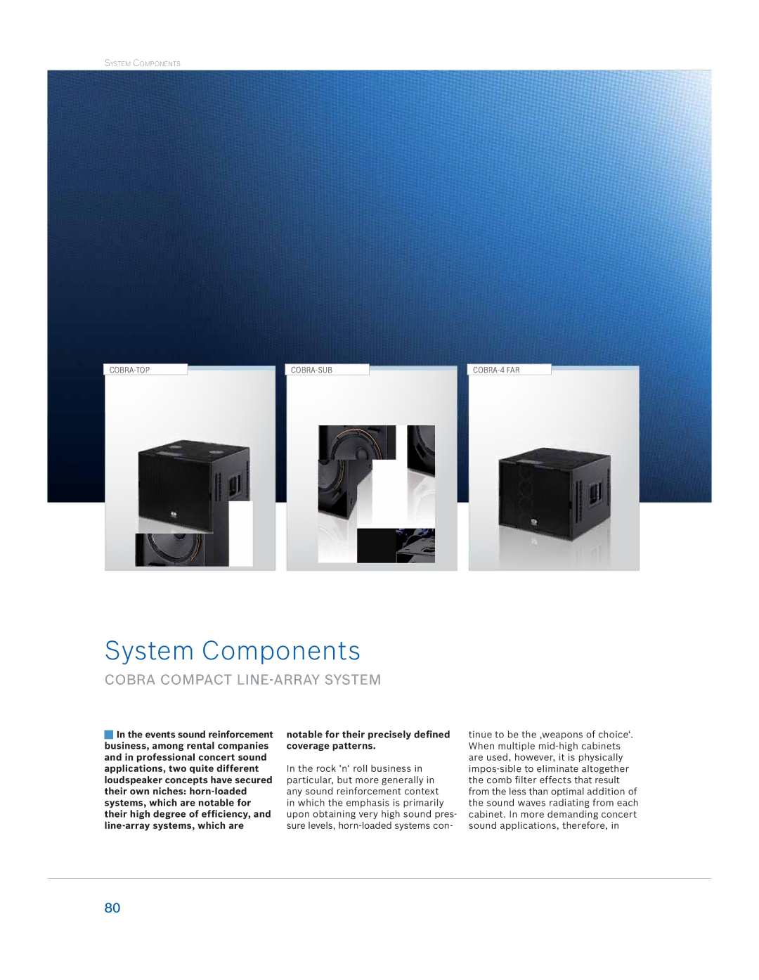 Dynacord Speaker manual System Components, Cobra Compact LINE-ARRAY System 