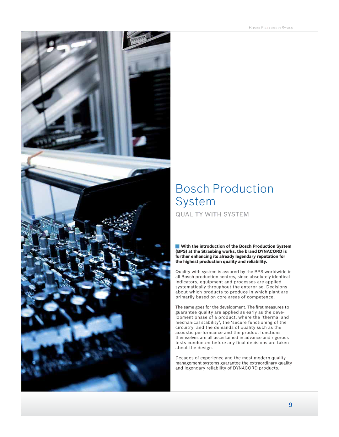 Dynacord Speaker manual Bosch Production System, Quality with System 