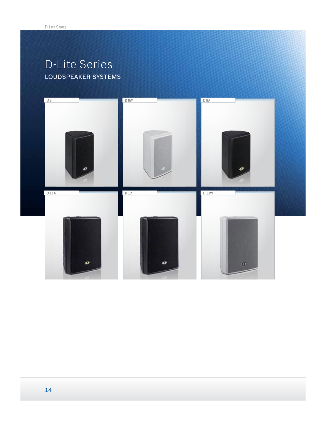 Dynacord Speaker manual D-LiteSeries, Loudspeaker Systems, D-Lite Series 