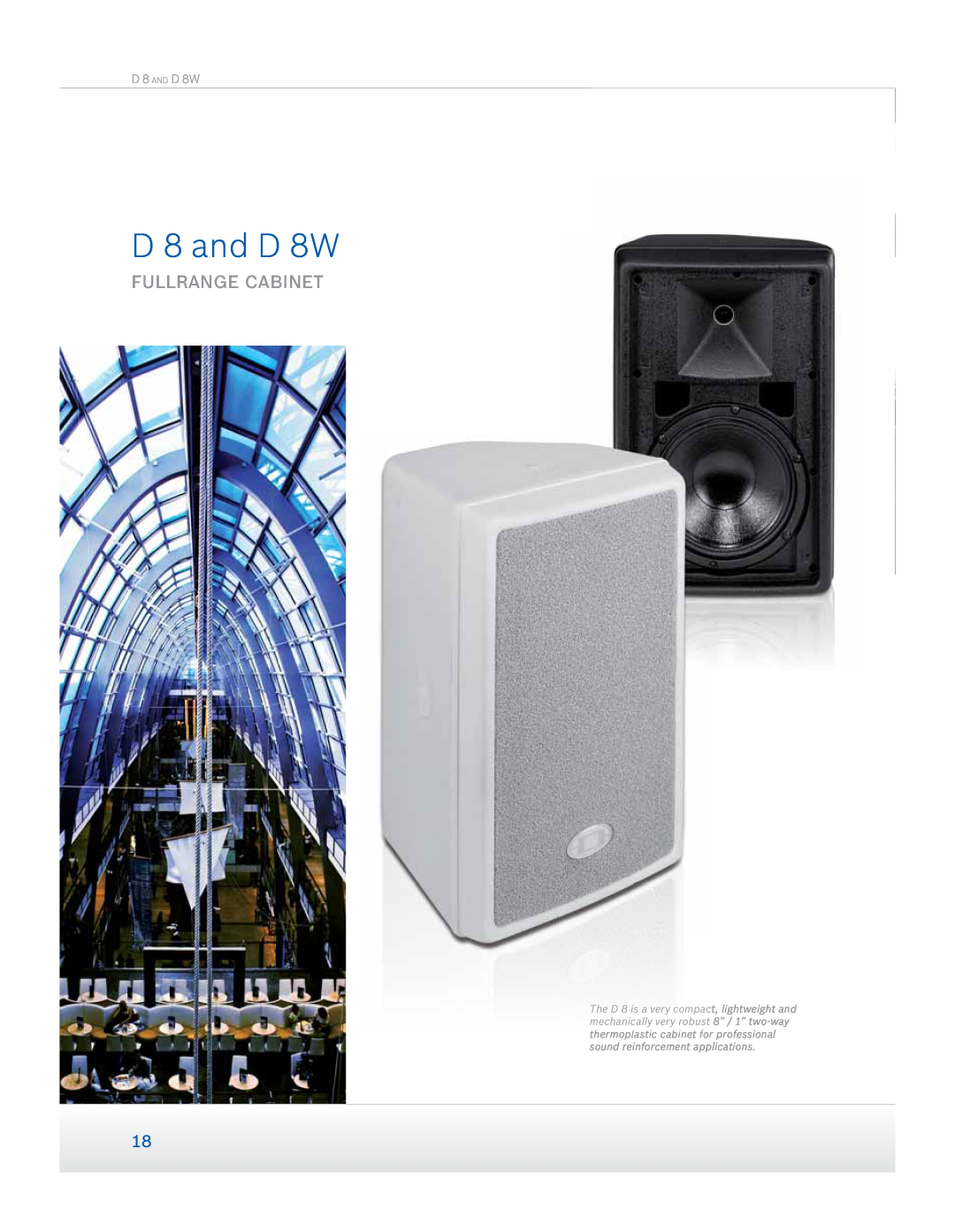 Dynacord Speaker manual D 8 and D 8W, Fullrange Cabinet, D 8 AND D 8W 