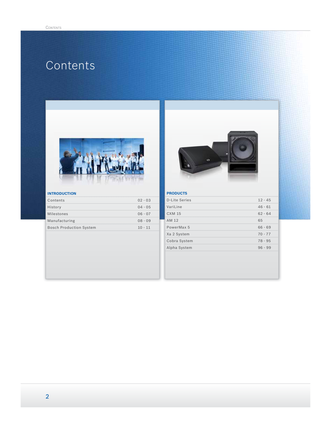 Dynacord Speaker manual Contents, Introduction, Products 