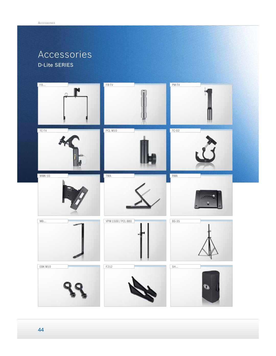 Dynacord Speaker manual Accessories, D-LiteSERIES, VPM 1500 / PCL 