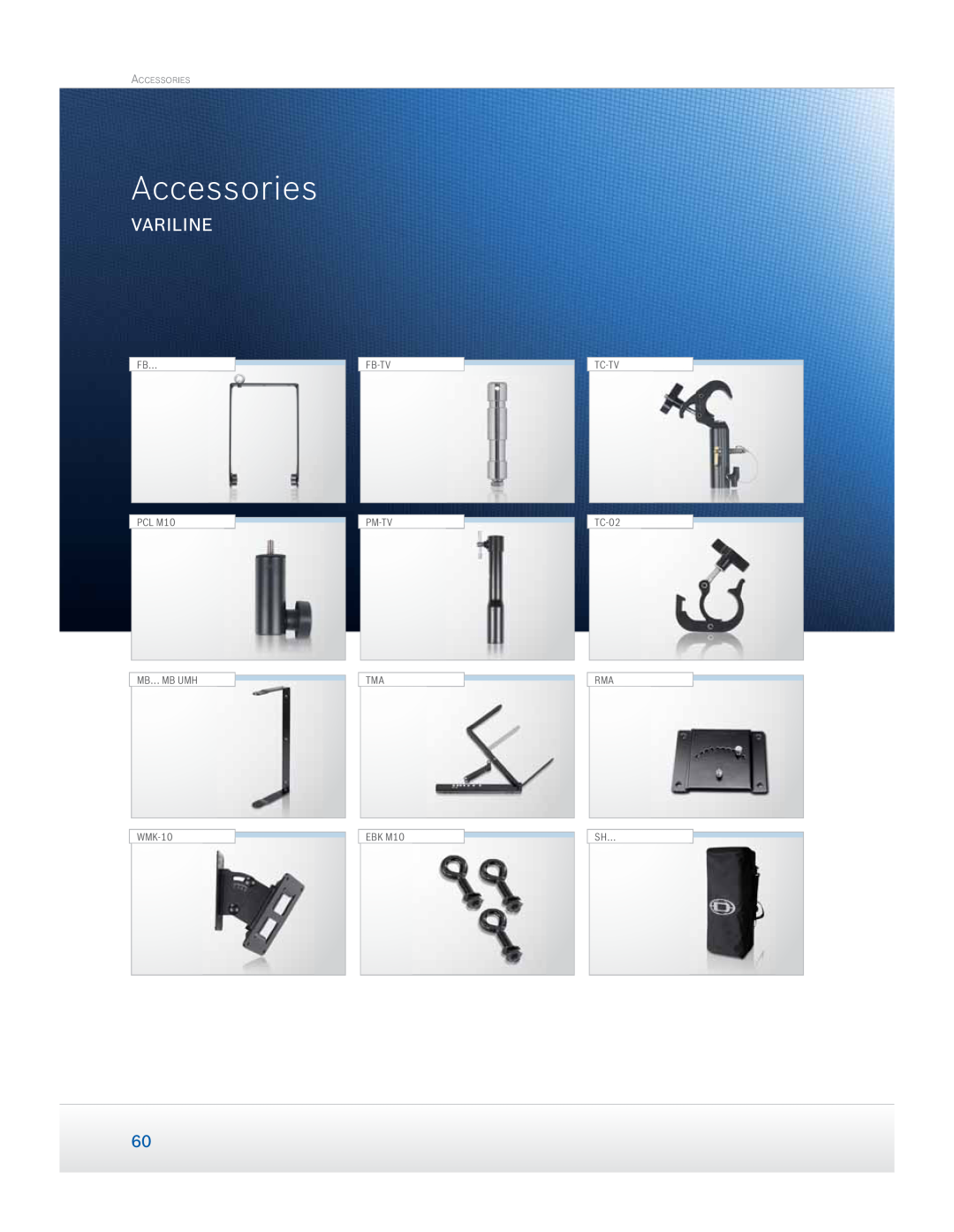 Dynacord Speaker manual Variline, Accessories, Fb-Tv, PCL M10, Pm-Tv, TC-TV TC-02, Mb Mb Umh, WMK-10, EBK M10 