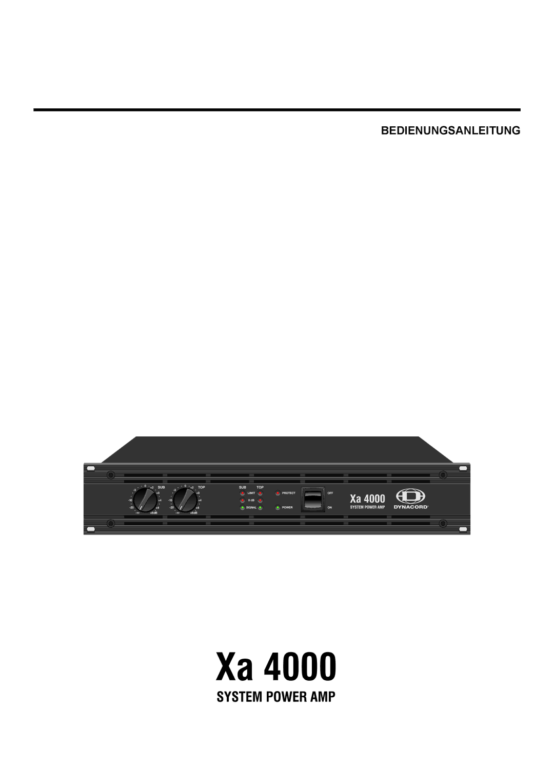 Dynacord Xa 4000 owner manual Bedienungsanleitung 