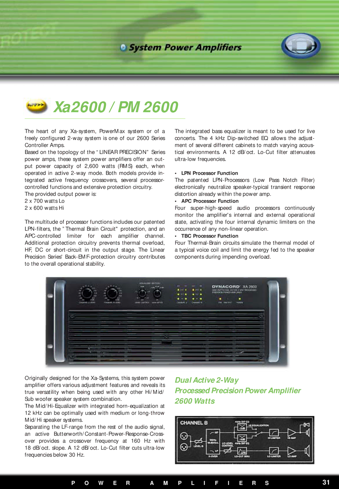 Dynacord PM2600 manual Xa2600 / PM, LPN Processor Function, APC Processor Function, TBC Processor Function 