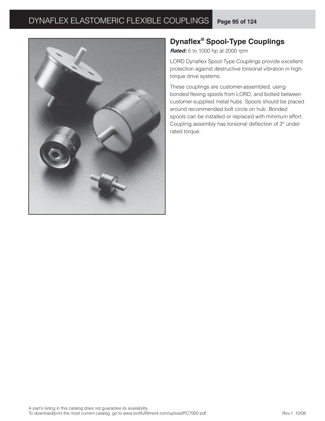 Dynaflex LCD, LCR manual Dynaflex Elastomeric Flexible Couplings Page 95, Dynaﬂex Spool-Type Couplings 