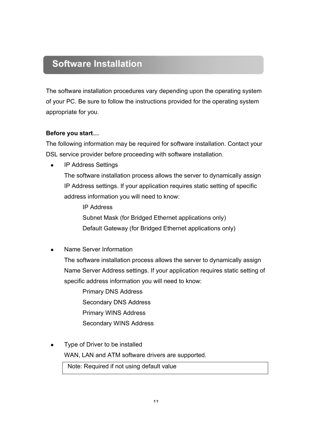 Dynalink ALE800 user manual Software Installation, Before you start… 