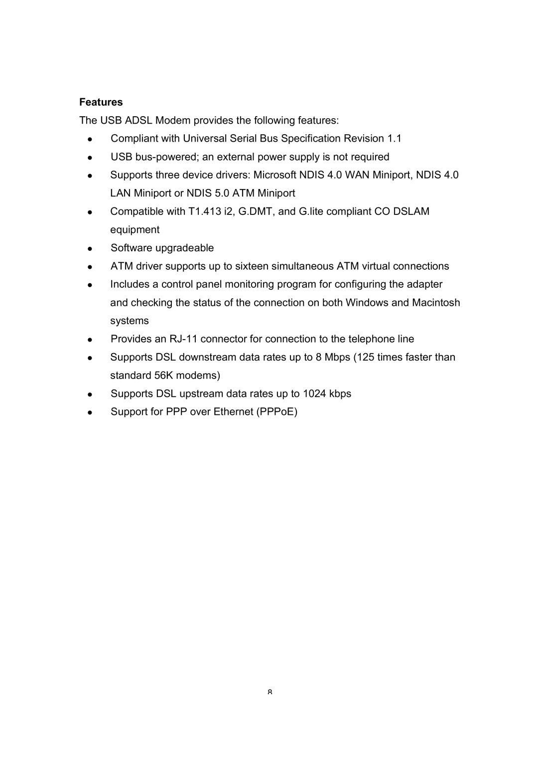 Dynalink ALE800 user manual Features 