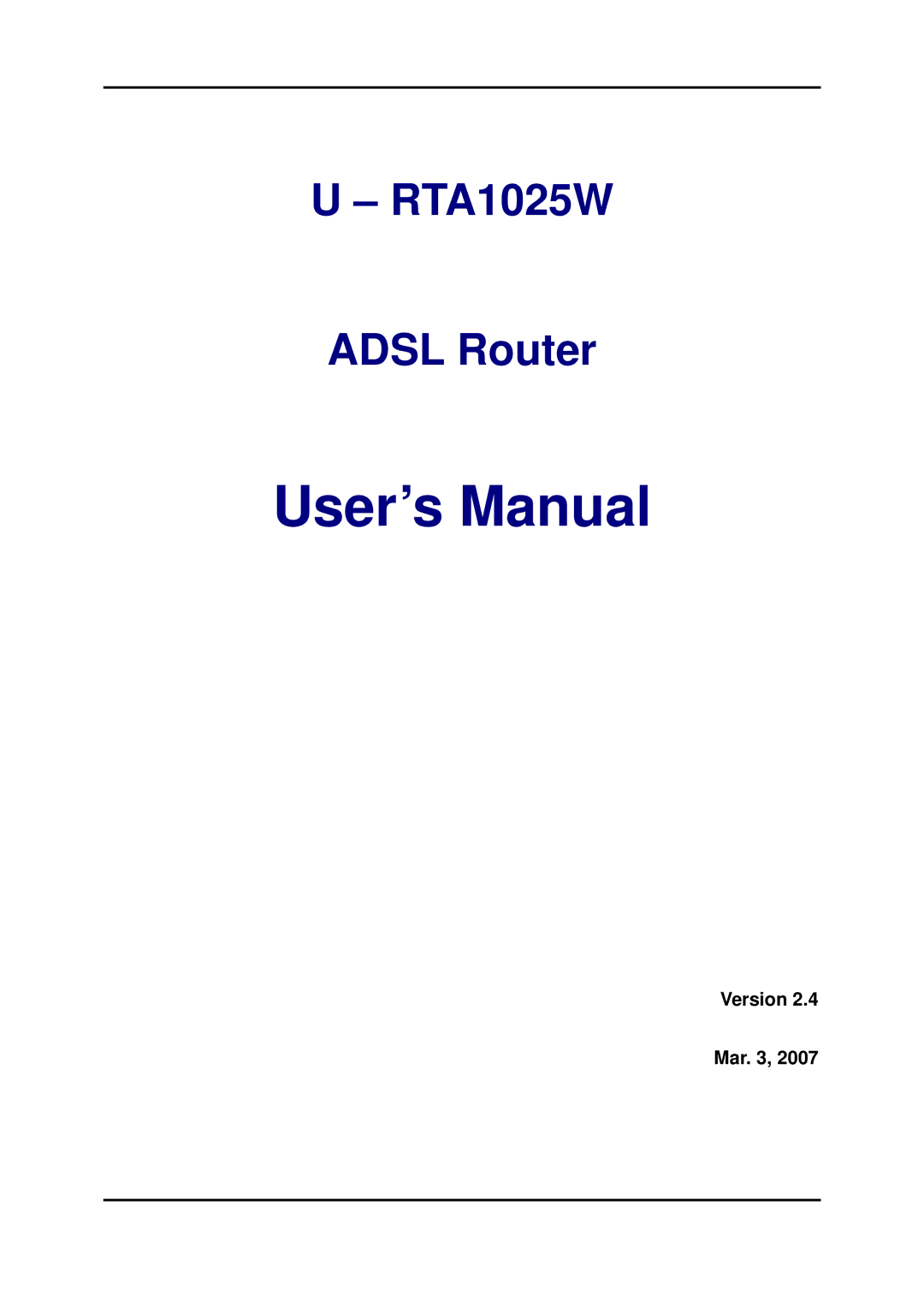 Dynalink RTA1025W user manual User’s Manual 