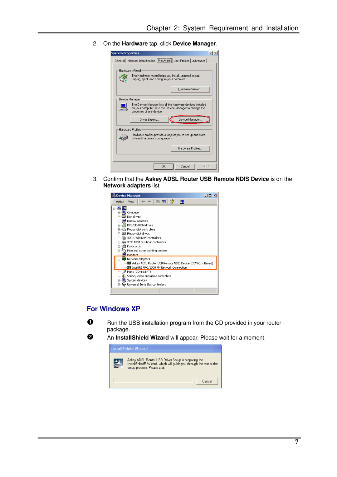 Dynalink RTA1025W user manual For Windows XP 