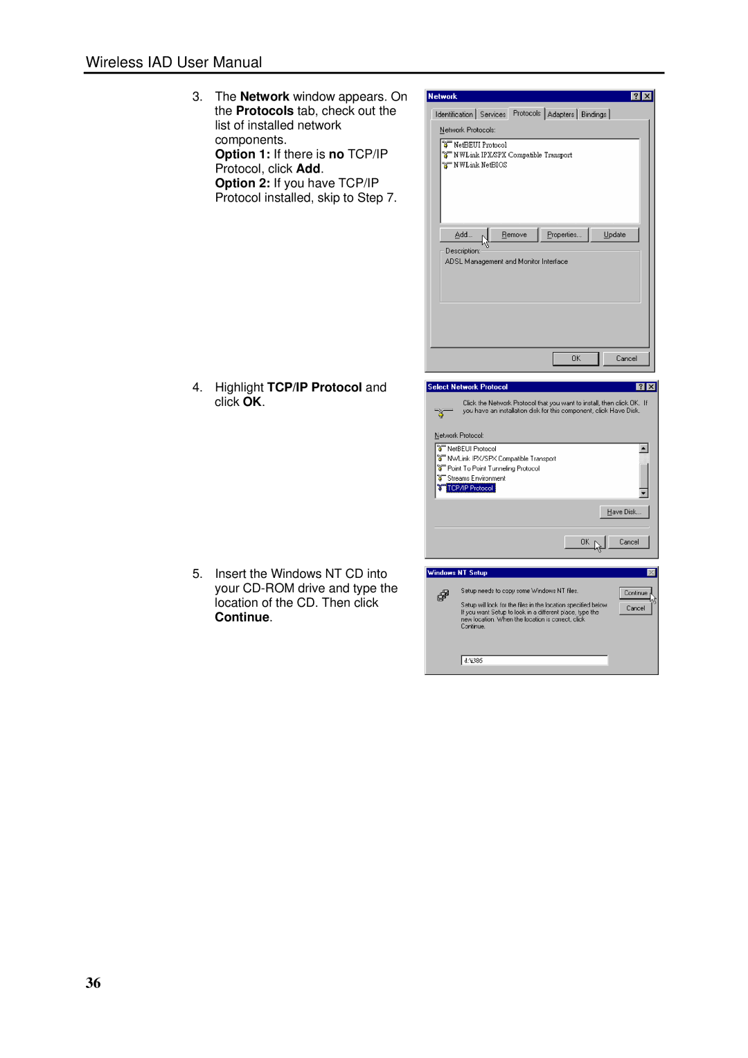 Dynalink RTA1046VW user manual Highlight TCP/IP Protocol and click OK 