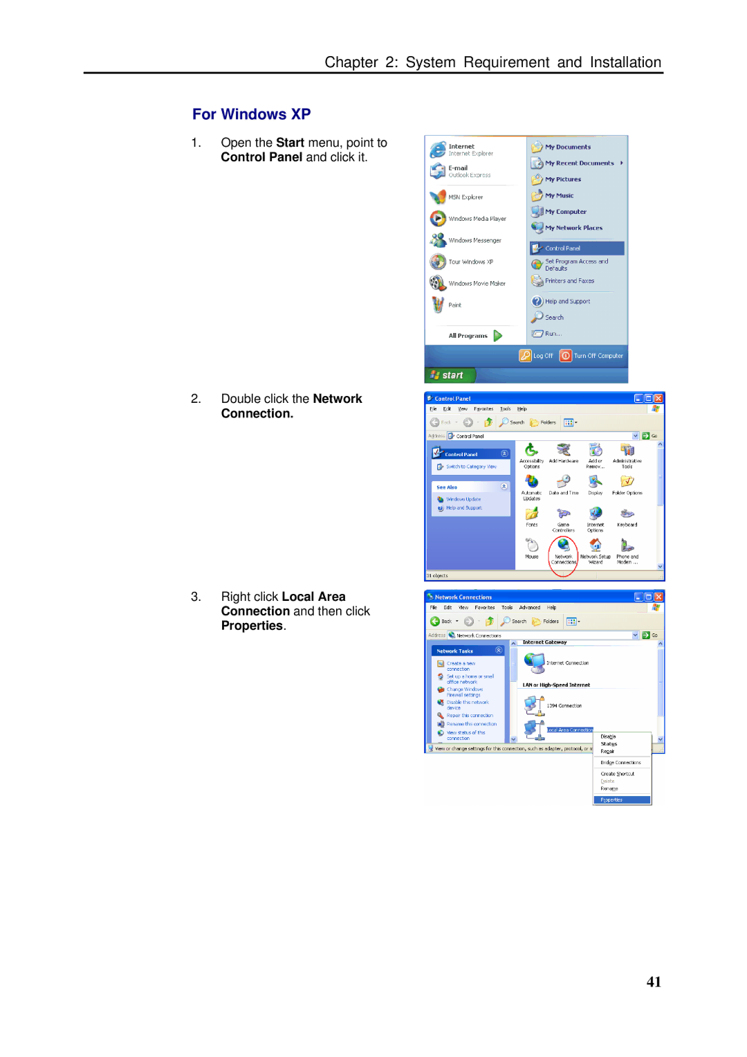 Dynalink RTA1046VW user manual For Windows XP, Connection 