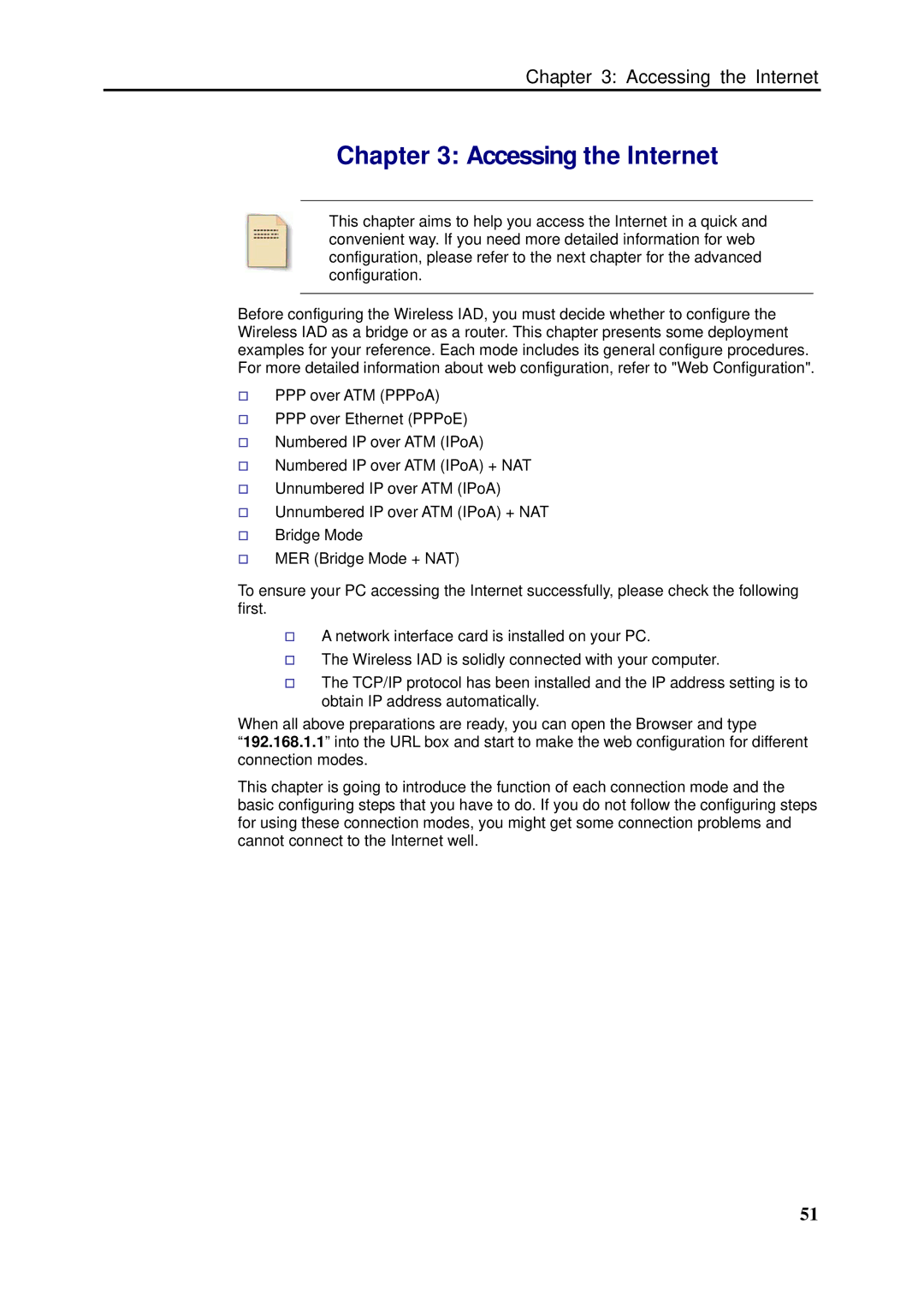 Dynalink RTA1046VW user manual Accessing the Internet 