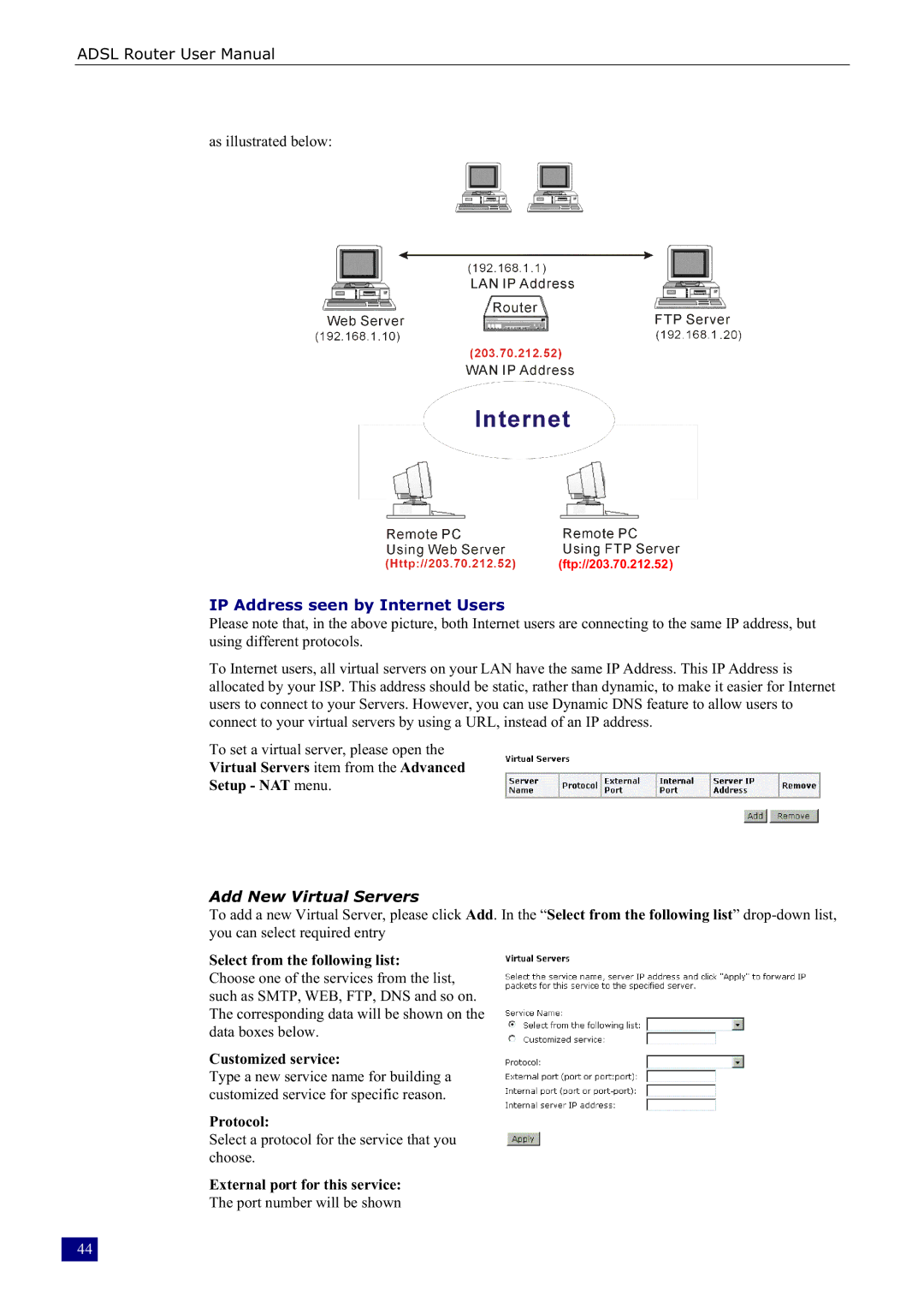 Dynalink RTA230 manual IP Address seen by Internet Users 