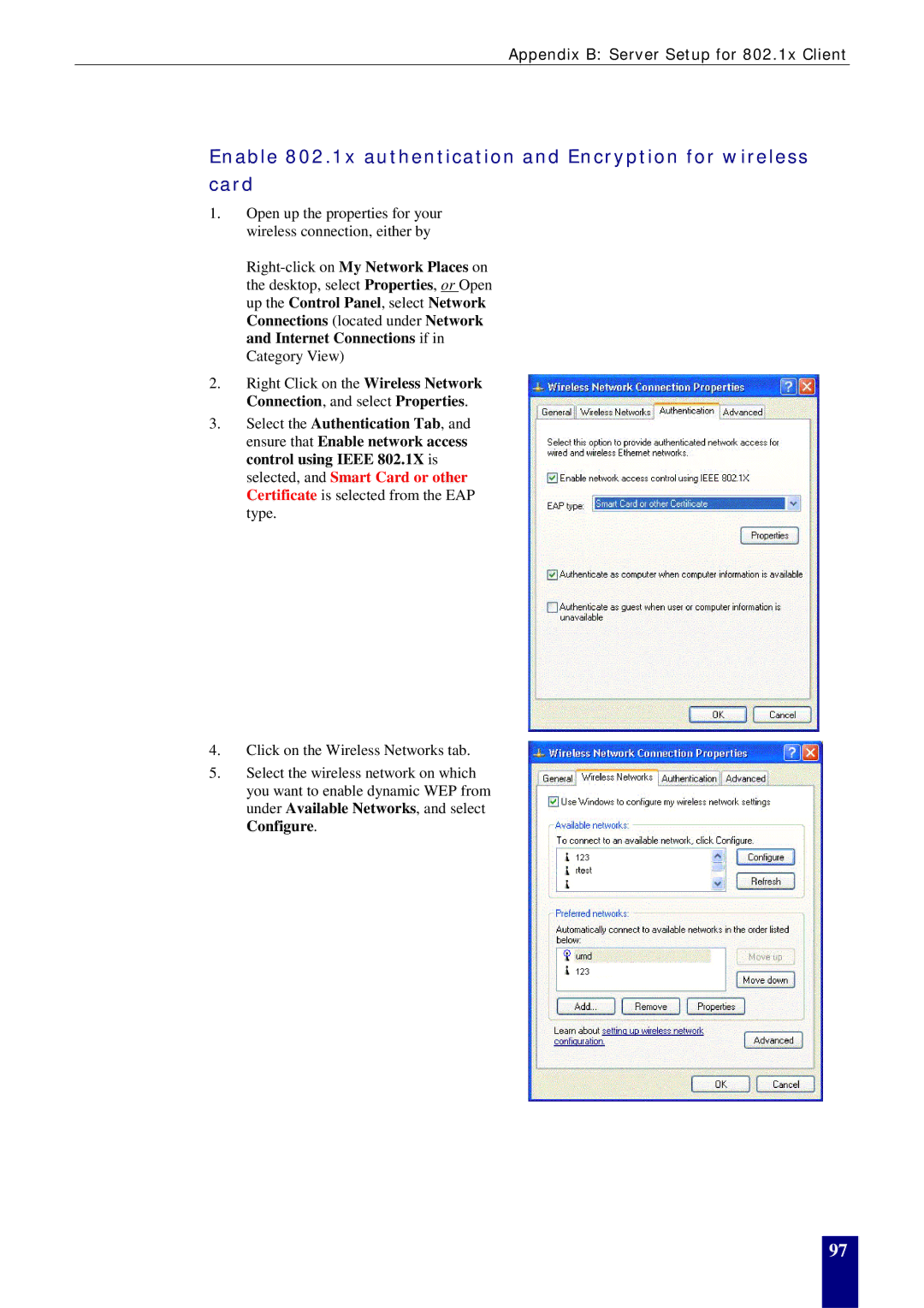 Dynalink RTA770W user manual Appendix B Server Setup for 802.1x Client 