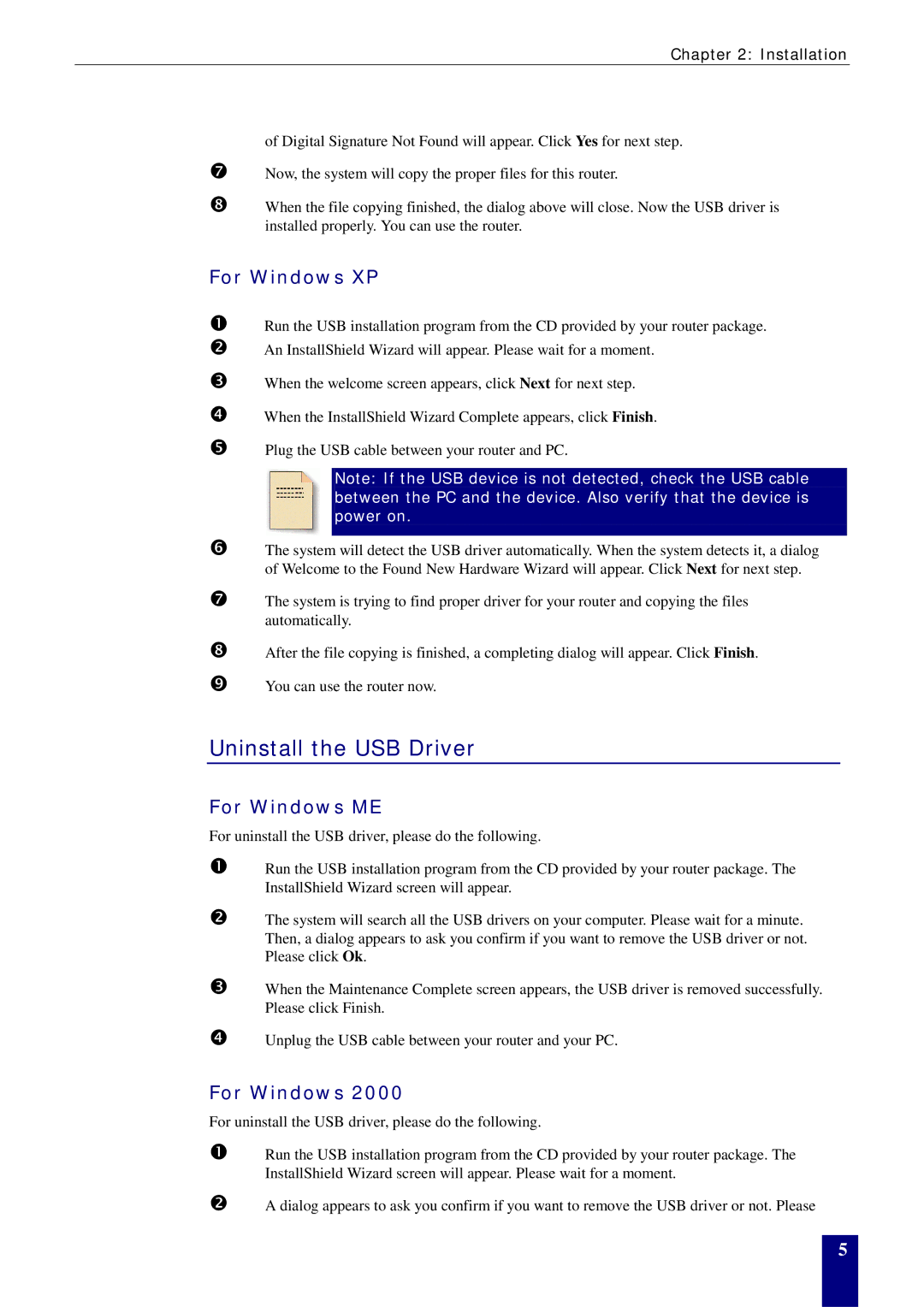 Dynalink RTA770W user manual Uninstall the USB Driver, For Windows XP 