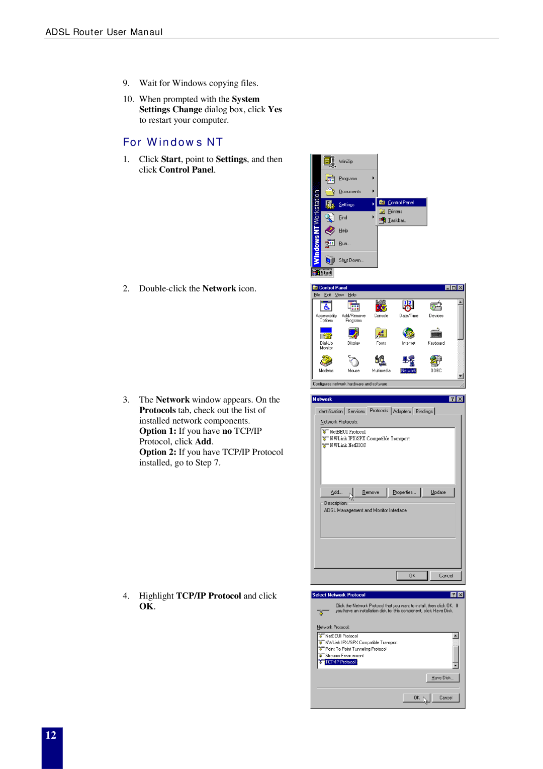 Dynalink RTA770W user manual For Windows NT 