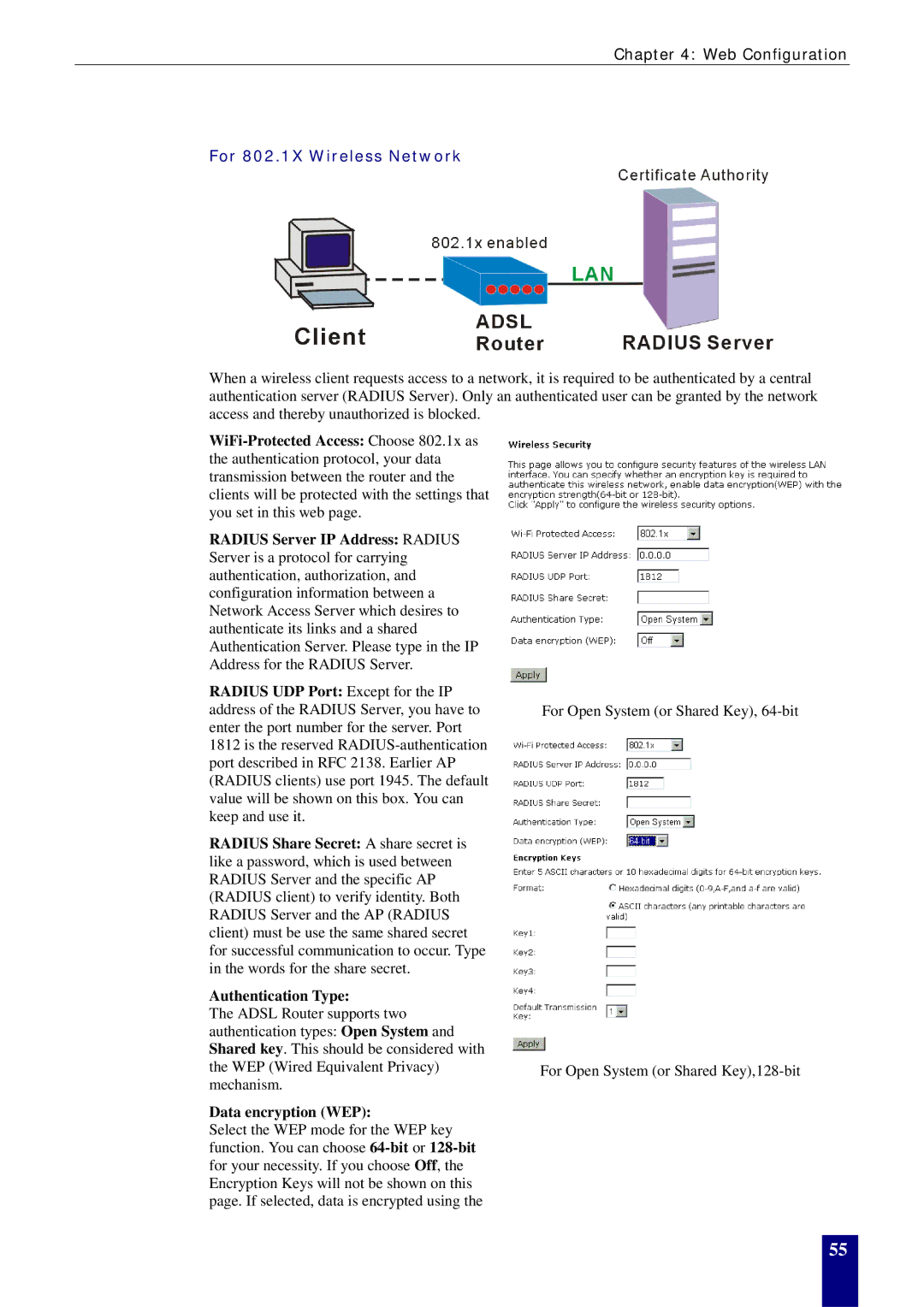 Dynalink RTA770W user manual For 802.1X Wireless Network 