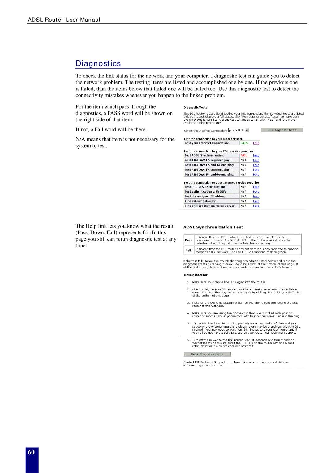 Dynalink RTA770W user manual Diagnostics 