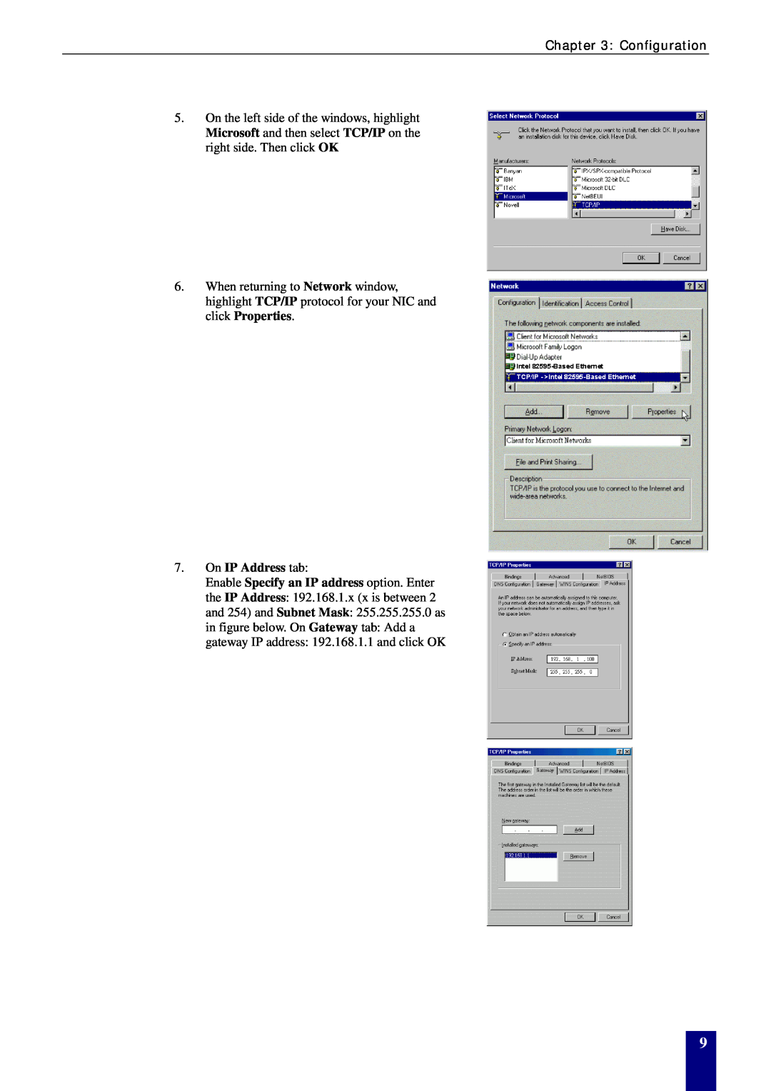 Dynalink RTA770W user manual On IP Address tab, Configuration 