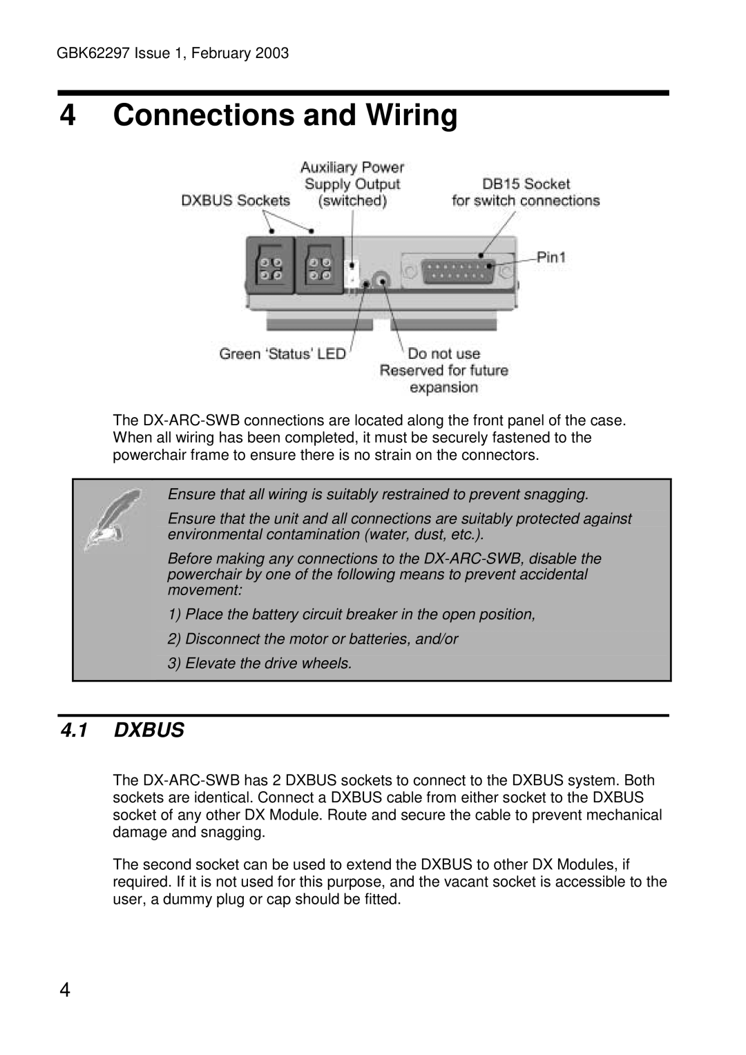 Dynamic Distributors DX-ARC-SWB installation manual Connections and Wiring, Dxbus 