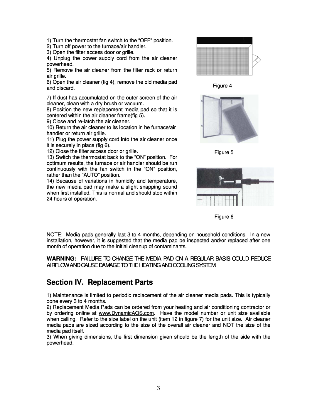 Dynamic Distributors Polarized-Media installation instructions Section IV. Replacement Parts 