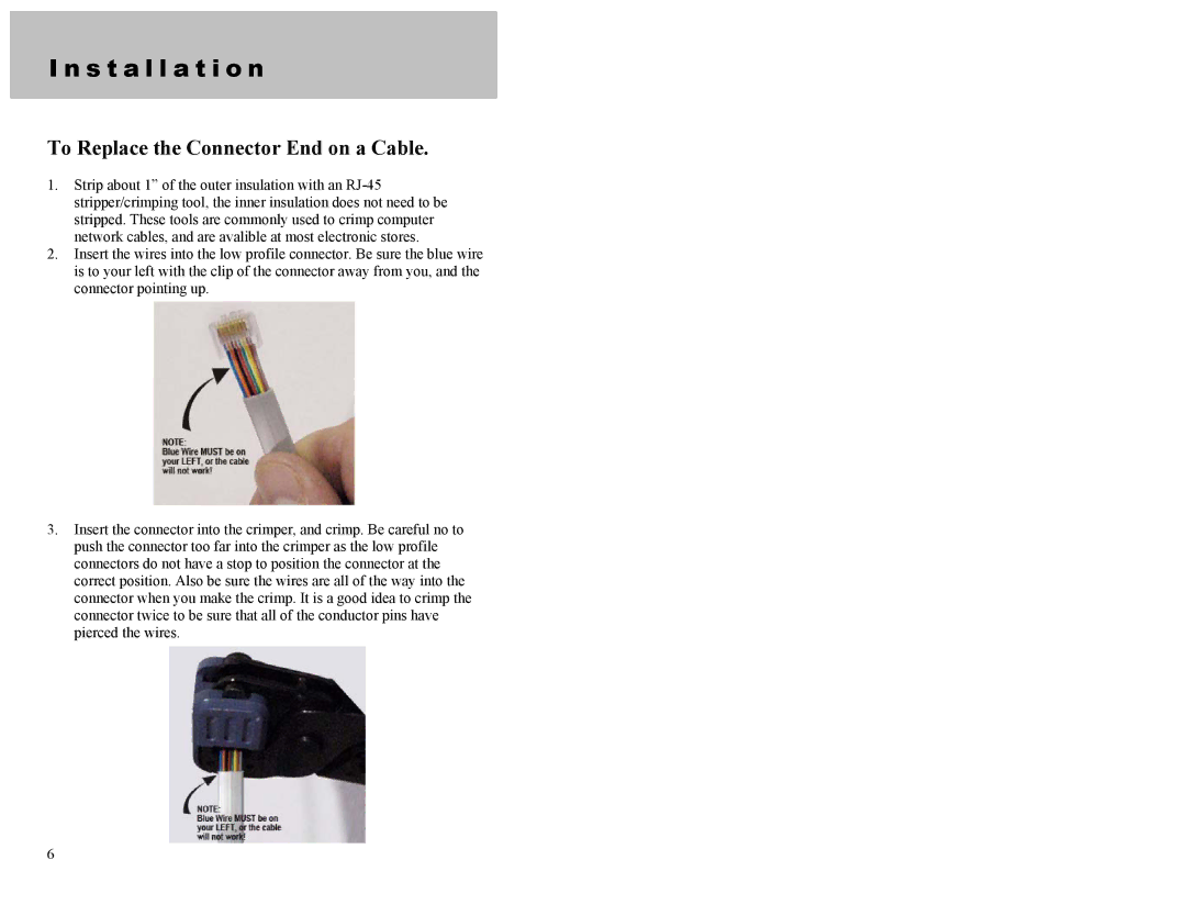 Dynamic Distributors Switch Cubes appendix To Replace the Connector End on a Cable 