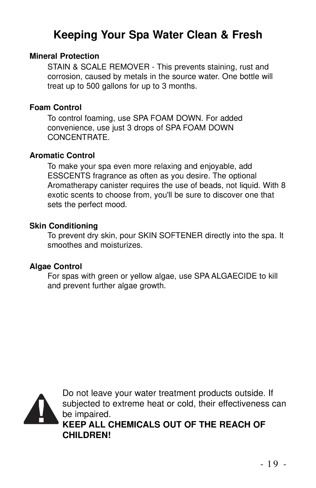 Dynasty Spas 2006 owner manual Keep ALL Chemicals OUT of the Reach of Children 