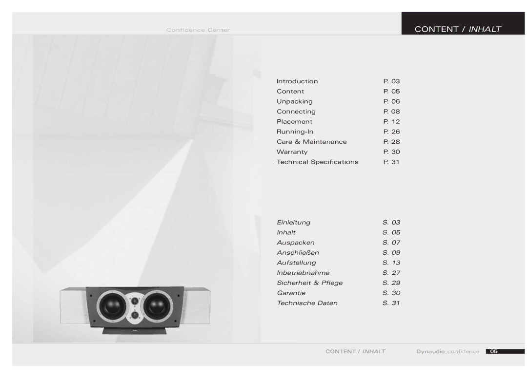 Dynaudio 455520 owner manual Content / Inhalt 