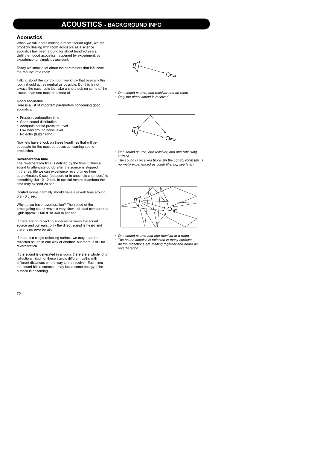 Dynaudio Air Series manual Acoustics, Good acoustics, Reverberation time 