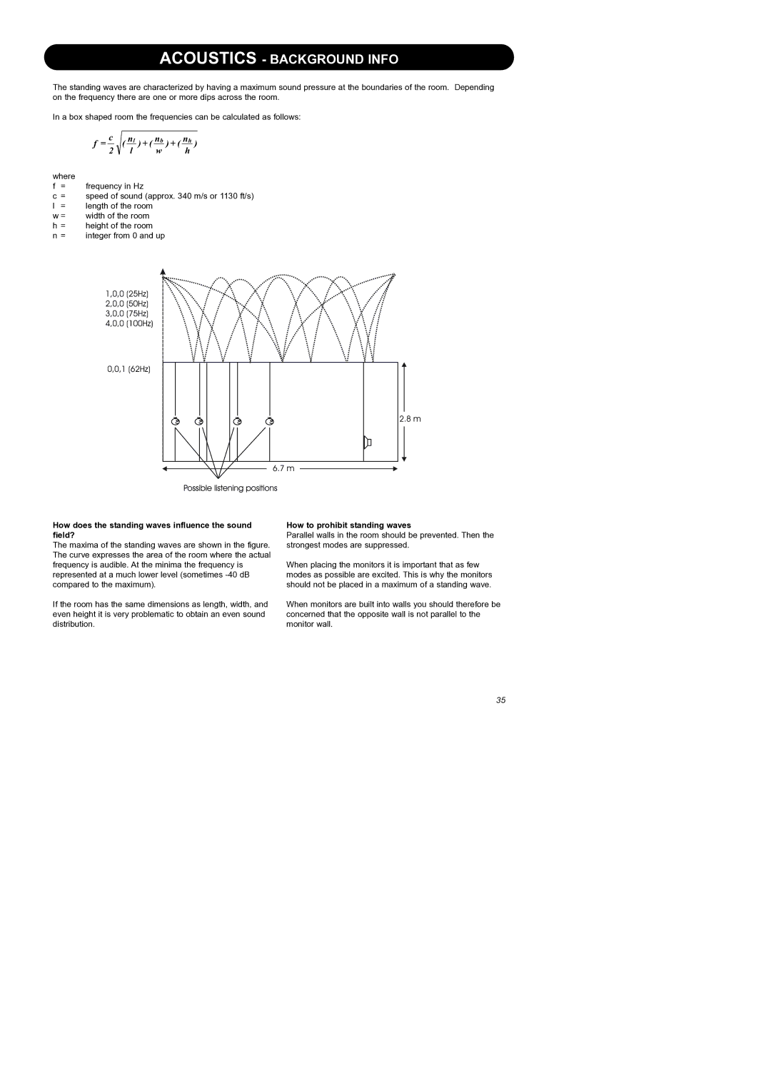 Dynaudio Air Series manual How does the standing waves influence the sound field?, How to prohibit standing waves 