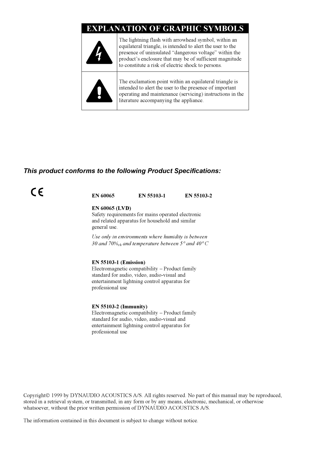 Dynaudio BX30 owner manual Explanation of Graphic Symbols 