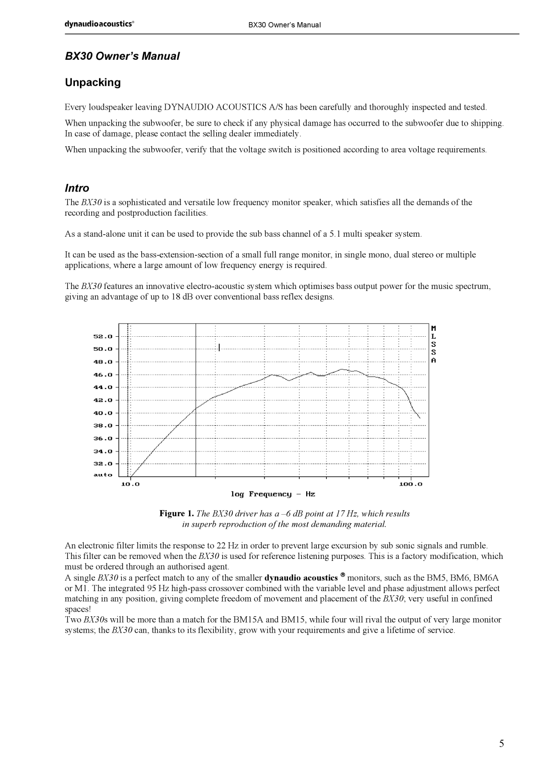 Dynaudio BX30 owner manual Unpacking, Intro 