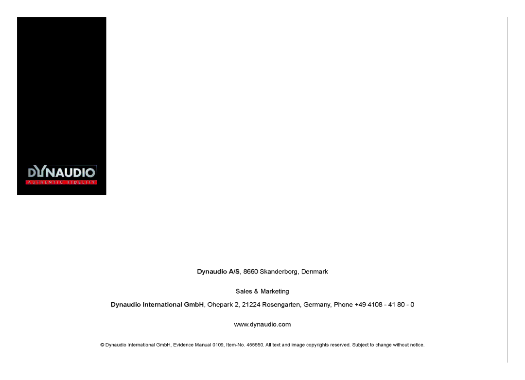 Dynaudio Evidence owner manual 