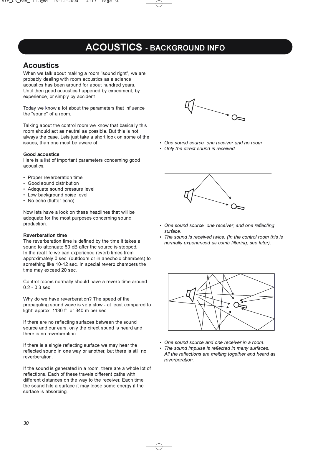 Dynaudio pmn manual Acoustics, Good acoustics, Reverberation time 