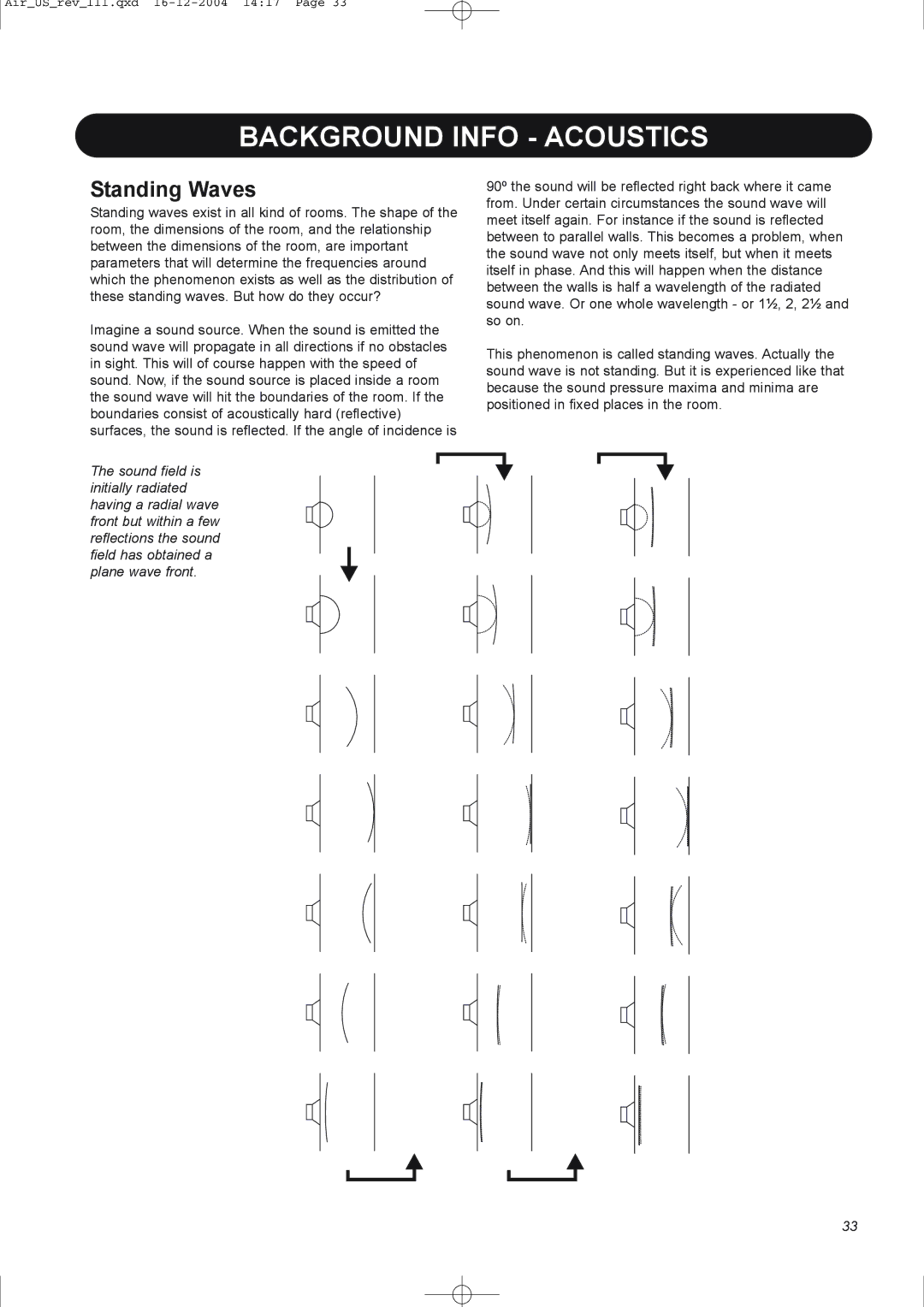 Dynaudio pmn manual Background Info Acoustics, Standing Waves 